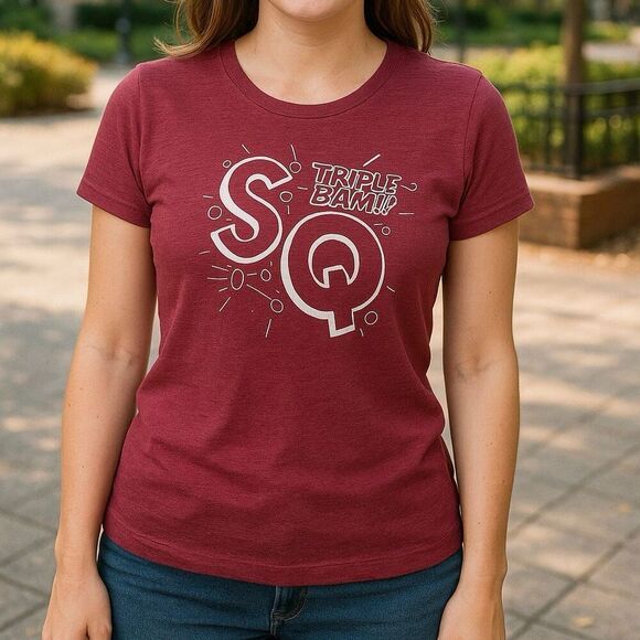 StatQuest “Triple Bam SQ” Graphic T-Shirt Women’s Small | Maroon Short Sleeve - Picture 2 of 6